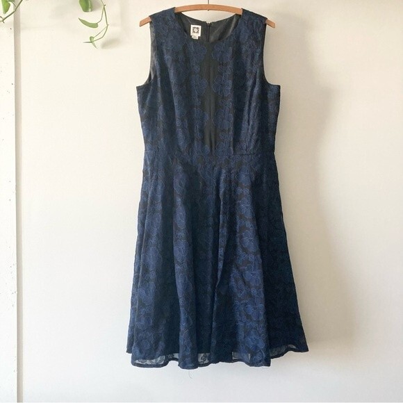 Anne Klein Embroidered A-Line Midi Dress 14 - Picture 1 of 5